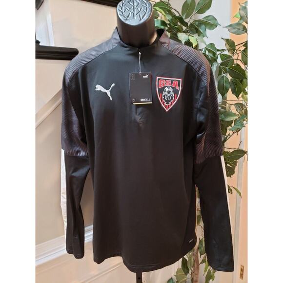 Puma Mens Black Solid Polyester Long Sleeve CUP Training 1/4 Zip Jersey Shirt L - Picture 1 of 15
